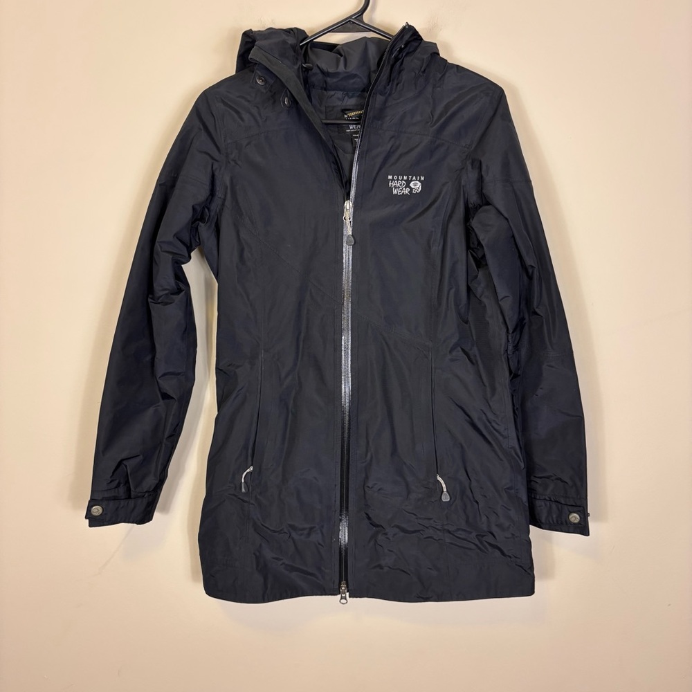 Mountain Hardwear Women's Black Hooded Rain Jacket Small